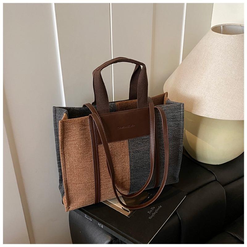 Denim Bag Women's Large-capacity New Autumn and Winter Contrasting Color Splicing Shoulder Handbag Student Tote Bag