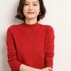 Women's Chic Short Knitwear Top - Half-High Neck, Long Sleeve, Autumn/Winter Style