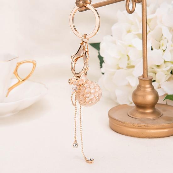 Money Bag Keychain Rhinestone Tassel Design Lucky Bag Shape Key Chain Pendant Strong Lobster Clasp Anti-Lost Keychain Gift Accessory