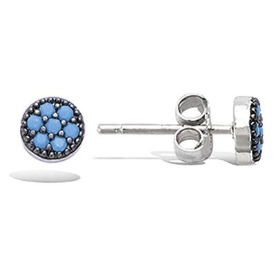 [P7009] - Silberne türkisfarbene „Navajos“-Silberohrringe (rhodiniert) – 6 mm