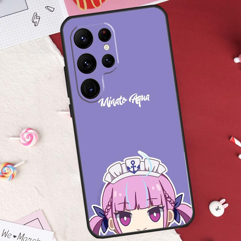Minato Aqua Hololive Case For Samsung Galaxy S26 Ultra S23 S22 S21 S20 S24 S25 Ultra S10 Plus S25 FE Cover Shell