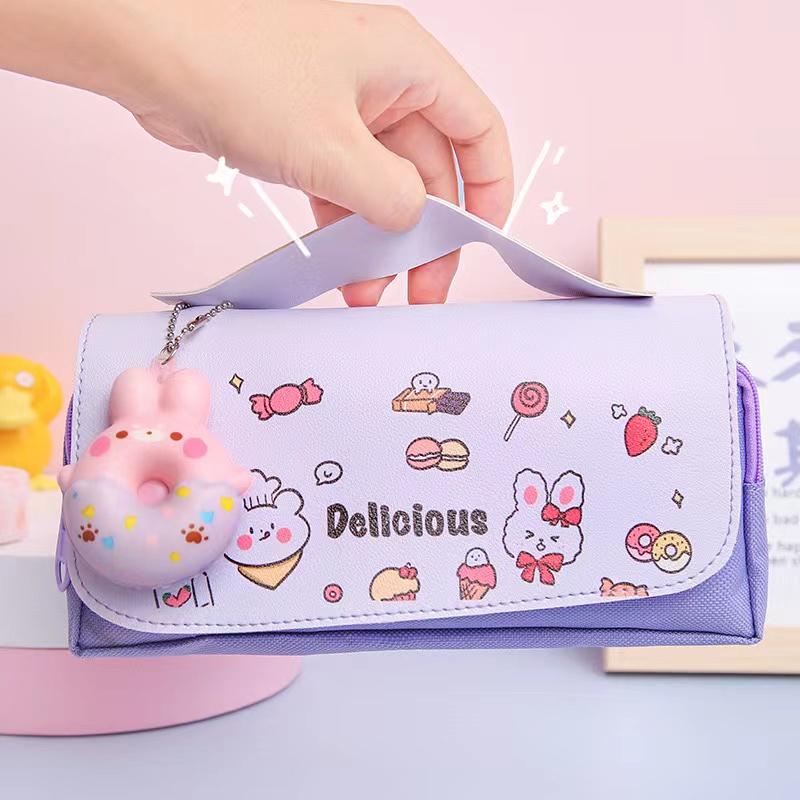 3D Kawaii Cute Pencil Case Girls Decompression Pen Pouch School Supplies Aesthetic Organizer Box Korean Stationery