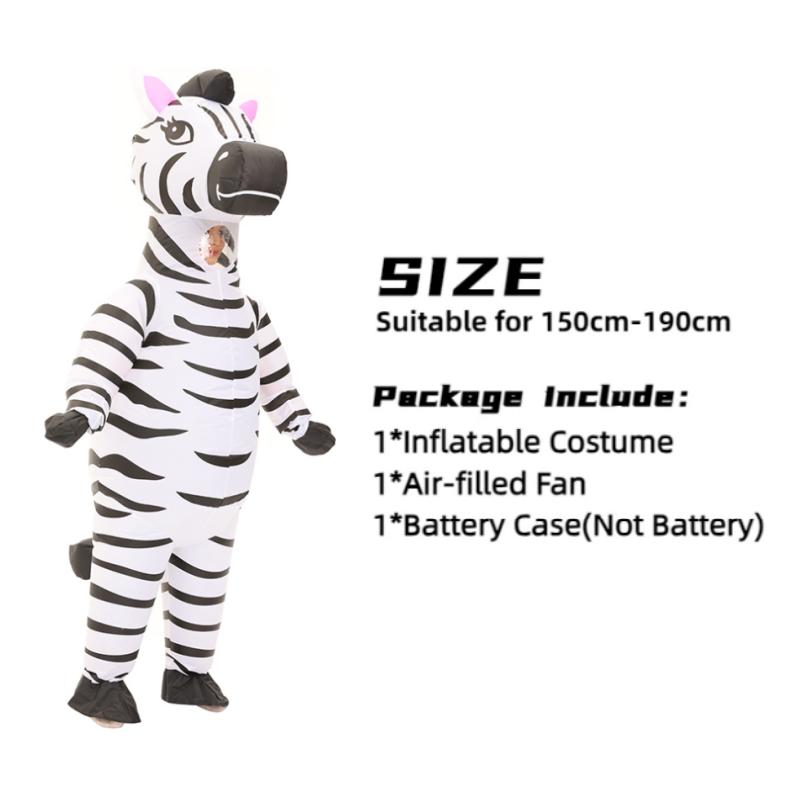 Надувные костюмы милых животных для взрослых, стоячая зебра Косплей, интересные костюмы зебры, маскарадные костюмы-маскоты на Хэллоуин и Пурим One Size(150-190cm)