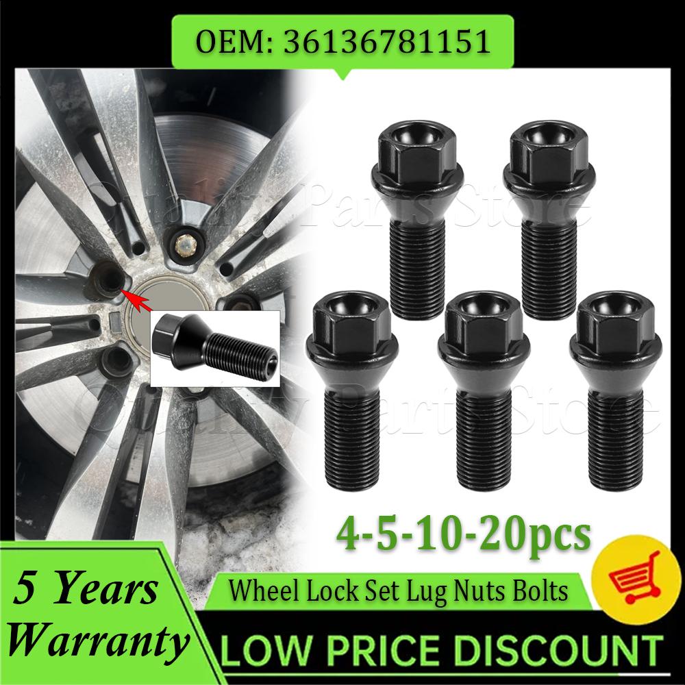 For BMW 1 3 5 7 Series X1 X3 X5 X6 F20 F30 F07 F25 E70 Car Wheel Lug Bolt Nuts New M14x1.25 36136781151 36136890324 4/5/10/20PCS