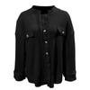 Women's Solid Color Loose  Sleeve  Knitted Button Shirt Frayed Hem Top
