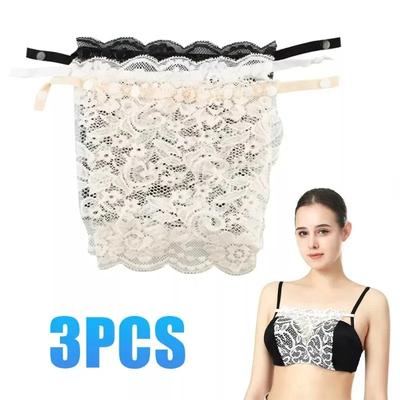 1/3x Damen Spitze Clip-on Mock Camisole BH Einsatz Überzug Schamteil Weste BH Einsatz Umwickelter Brustschutz Abdeckung Schlauchtop