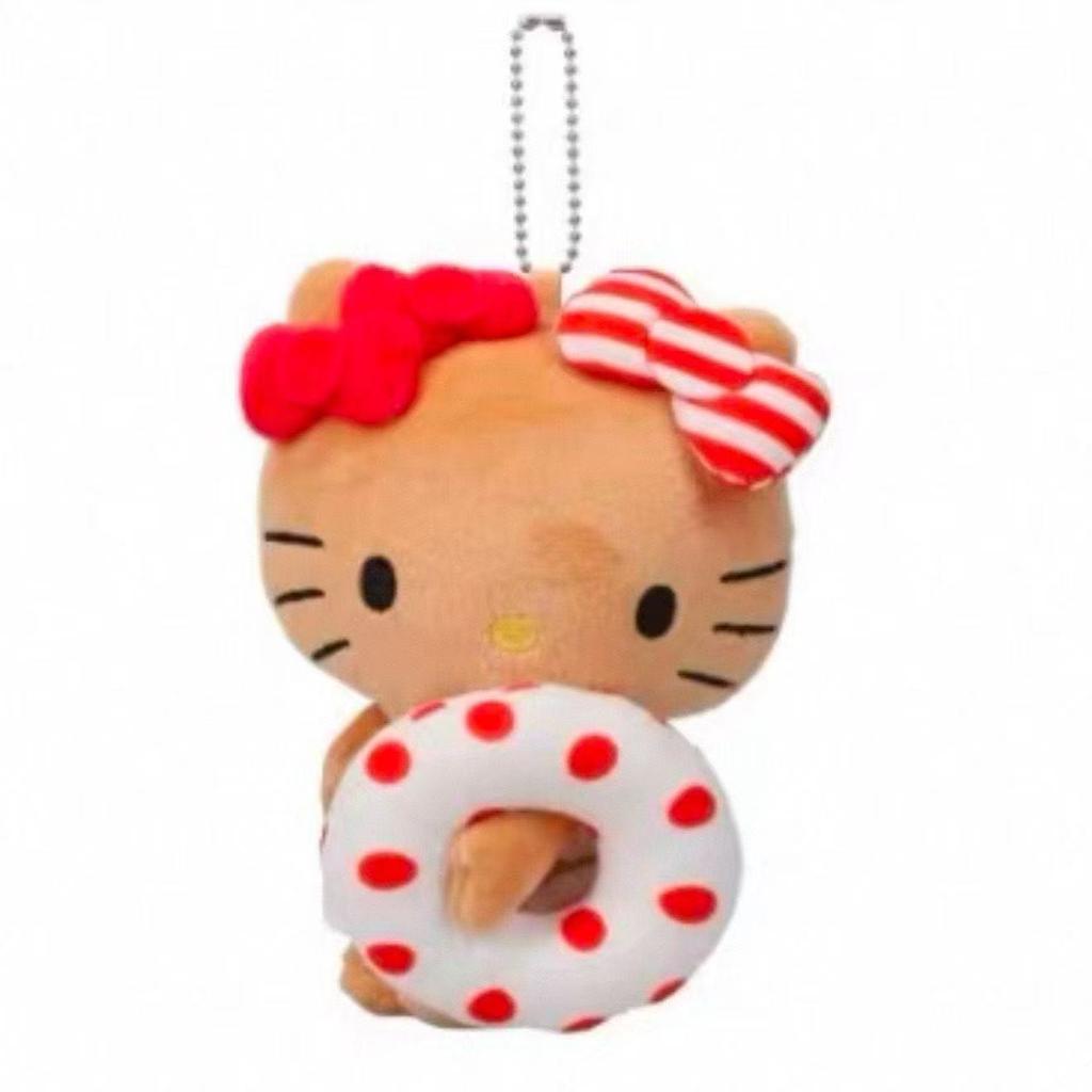 12cm Summer black Tanned Skin Series Float Ring Plush Toy Keychain Red White Kitty cat Stuffed Backpack Charm
