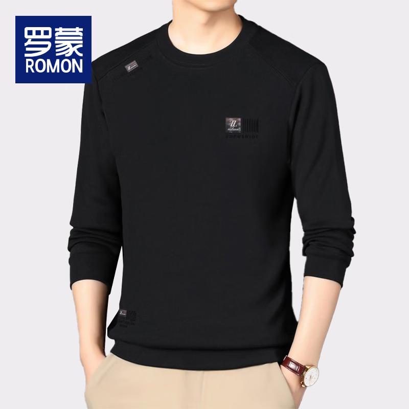 Luomeng Men's Silk-Blend Fleece-Lined Round Neck Sweatshirt