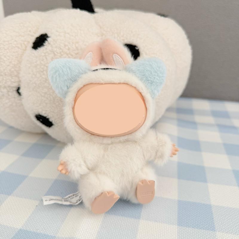 [Cloth Only] 17cm Doll Clothes Cartoon Toy Kitten Hairband Sweet Overalls Set Clothing Set Replacement Exquisite Accessories