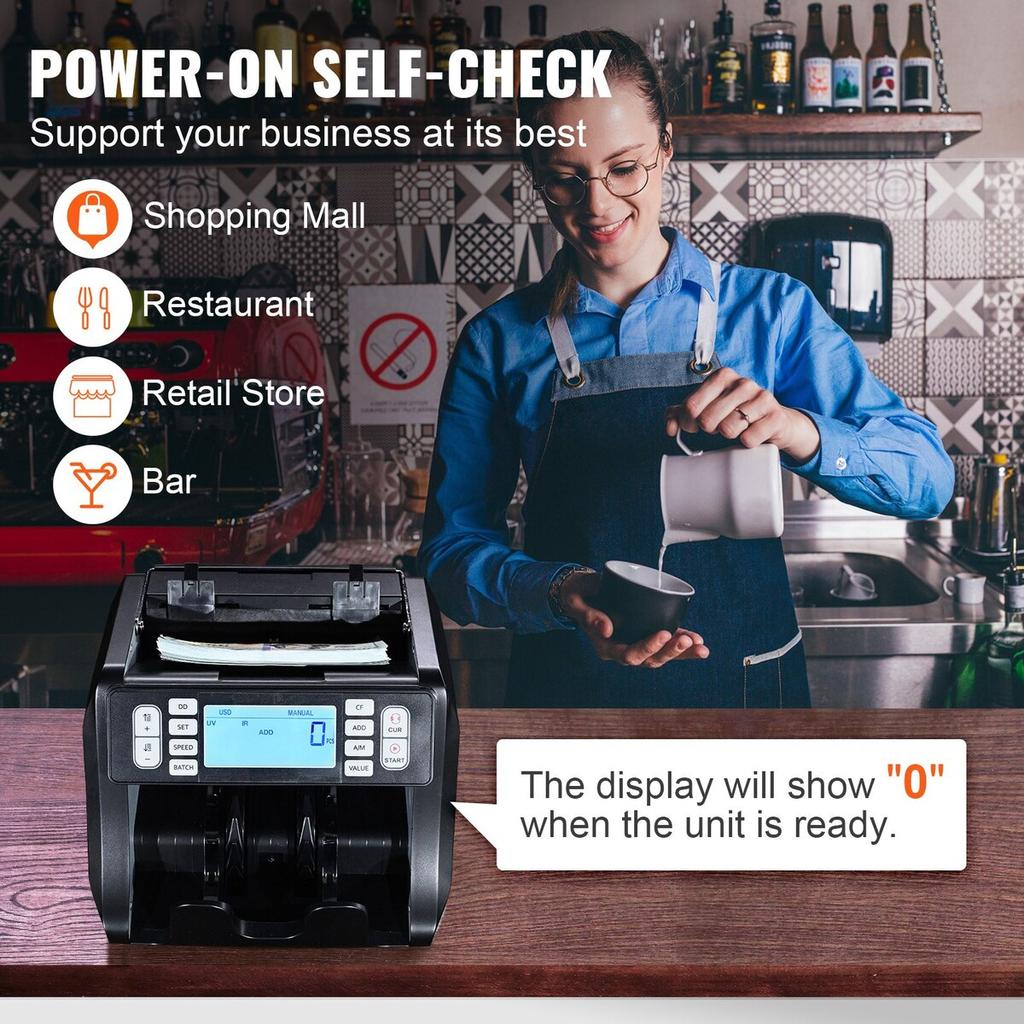 Money Counter Machine Bill Counter with UV MG IR DD Counterfeit Detection