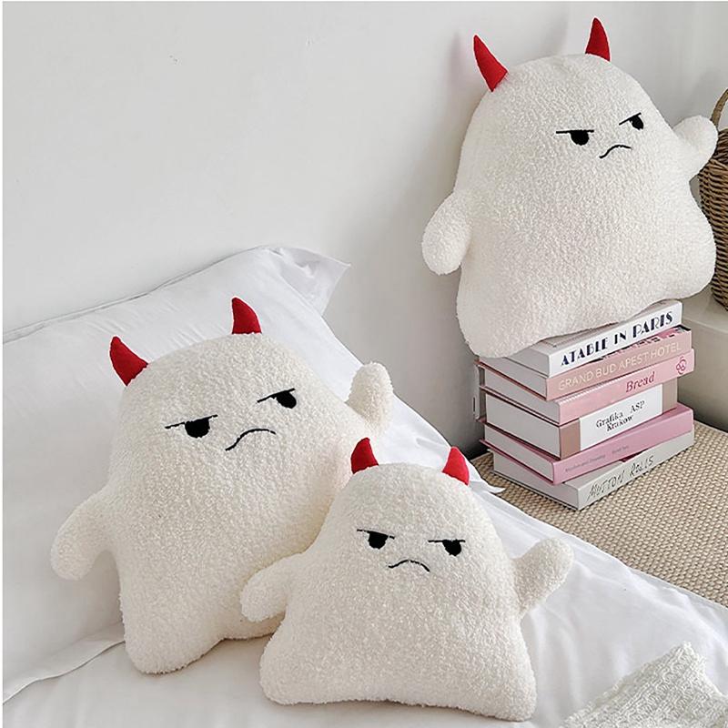 Halloween Home Decor Cotton White Cloud Ghost Pillow Kawaii Soft Plush Toy Funny Cozy Cushion