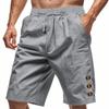 Men's Elastic Waist Shorts for Summer Wear Loose Linen Beach Casual Solid Color Five-point American Shorts