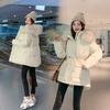 2025 Winter Large Fur Collar Short Temperament Waist Slim Down Cotton Jacket Patchwork Jacket