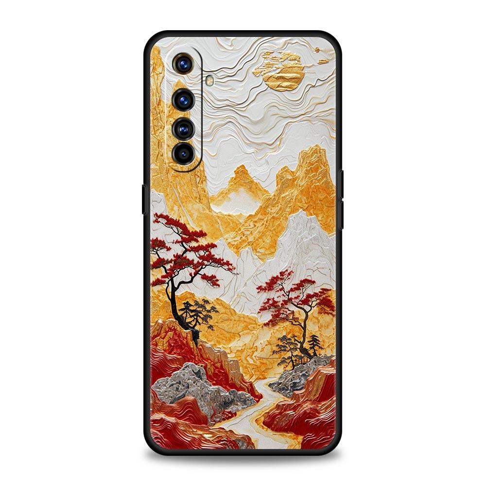 Landscape Painting Phone Case For Realme 12 11 10 6 7 9 Pro Plus 8 5G C35 8i 9i GT2 GT3 GT5 GT Neo 2 3 5 Black Cover Soft Shell