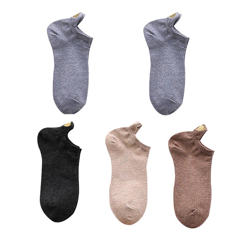 

5 пар низких однотонных носков, женские носки из шелка с вышивкой в виде сердца, хлопковые носки с принтом короны One Size