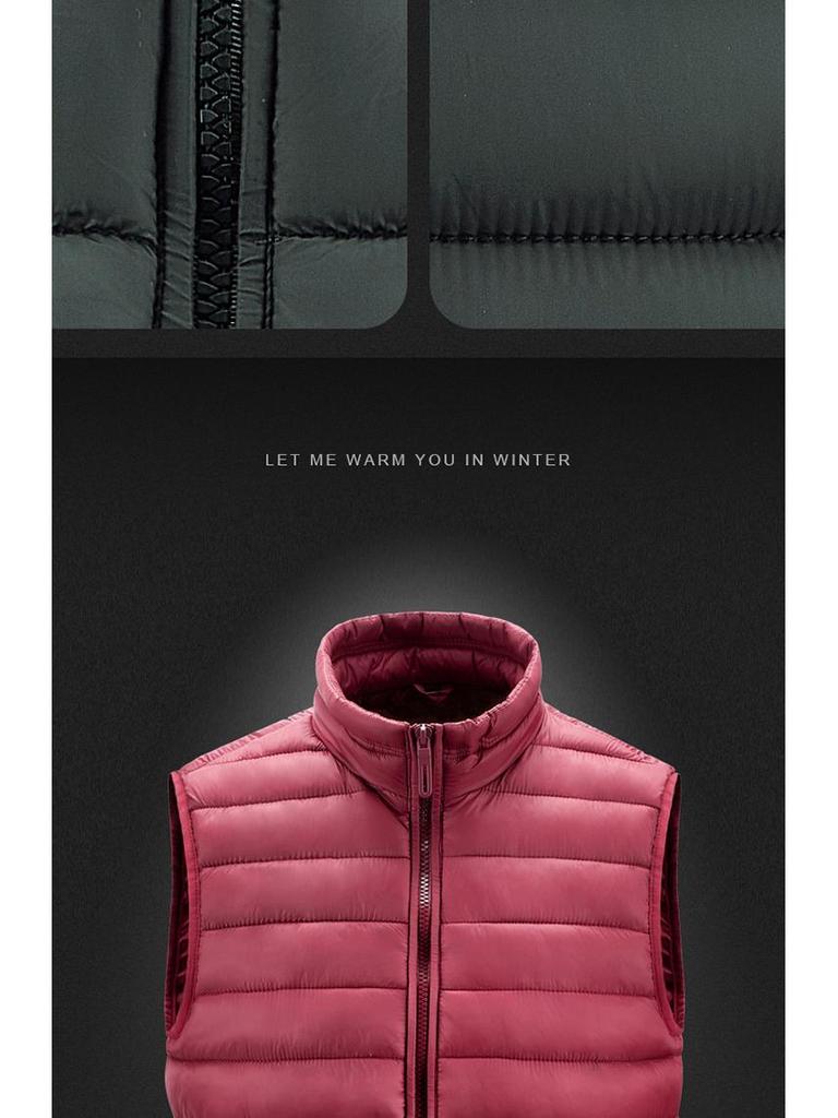 Men's Light Cotton Ribbed Zipper Vest with Pockets for Autumn and Winter