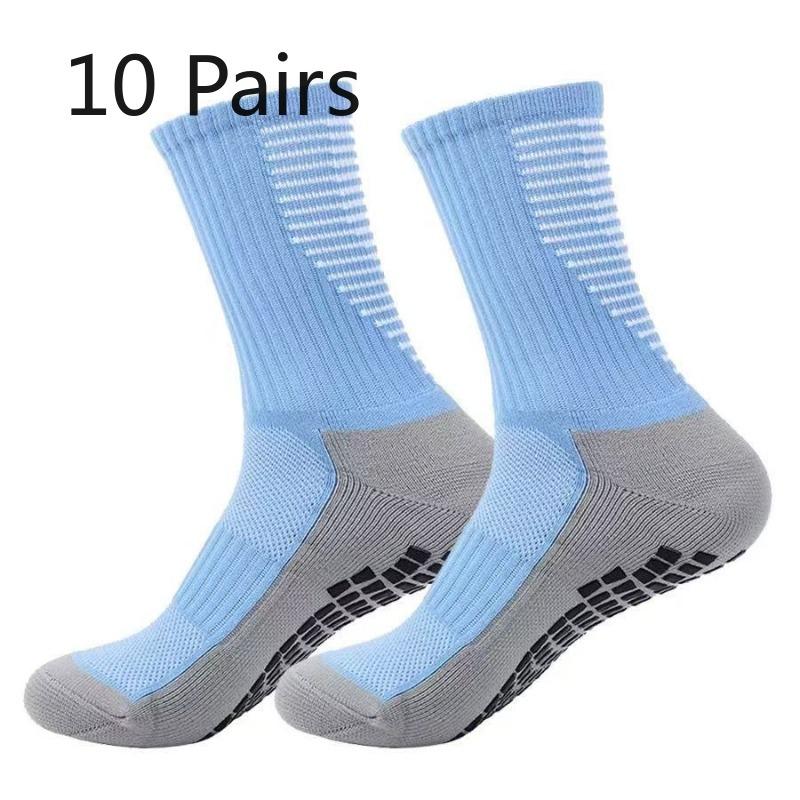 10 Pairs of Men's Spring and Autumn Football and Basketball Sports Towel Bottom Sweat Absorption Shock Non Slip Pressure Tube Socks