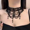 Japanese and Korean dark sweet cool wind gentle personality multi-layer woven imitation crystal rhinestone tassel sticker neck collarbone necklace