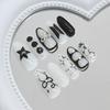 30Pcs Press On Nails French Red Brown Leopard Print Rhinestone Bow False Nails Press On Nails Full Cover Artificial False Nails