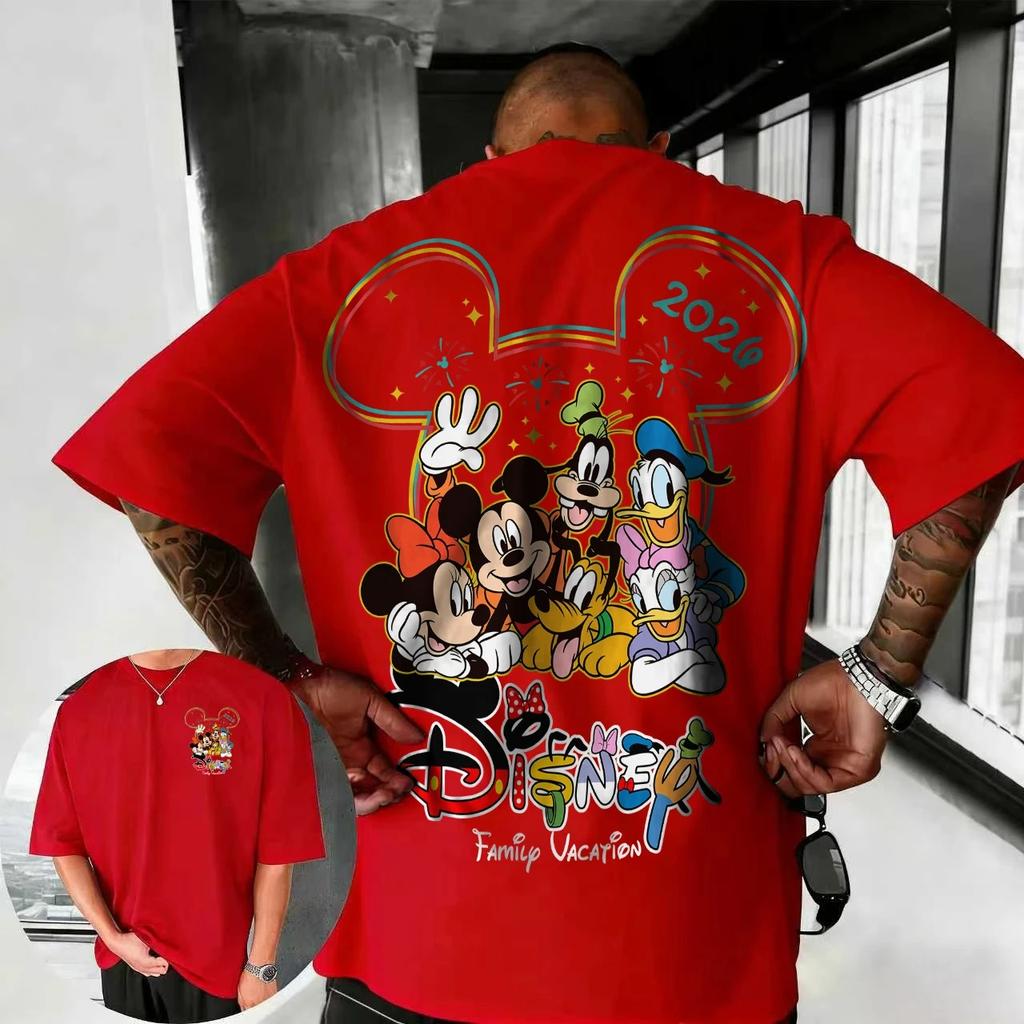 Mickey Mouse a Donald Duck Novoroční Grafický Potisk Trička Dámské Pánské Harajuku Streetwear Styl Letní Tričko Bavlna Oversized Top