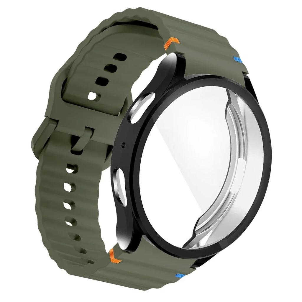 TPU Case+Strap Sports Strap for Samsung Galaxy 7 6 4 5 40mm 44MM Original Silicone Bracelet Soft TPU Case Glass Protective Cover