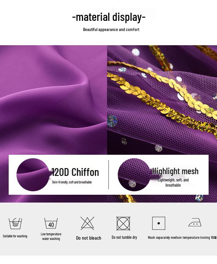 Huayu 2025 Indischer Bauchtanz Langarm Auftrittskostüm für Erwachsene