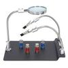 PCB Soldering 3x Magnification Third Hand Soldering Soldering Iron Fixing Tool with 2 Flexible Helping Hands and LED for Jewelry and Craft Enthusiasts