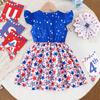 Mädchen 1-8J Amerikanischer Unabhängigkeitstag Sterne Aufdruck Ärmellos Lässig Sommerkleid Kinder Sommer Outdoor Strand Urlaub Sommerkleid