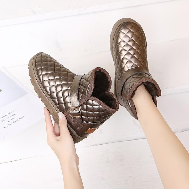 Thick Plush Winter Keep Warm Boots for Women Non-slip Waterproof Snow Boots Woman Flat Heels Warm Cotton Padded Shoes