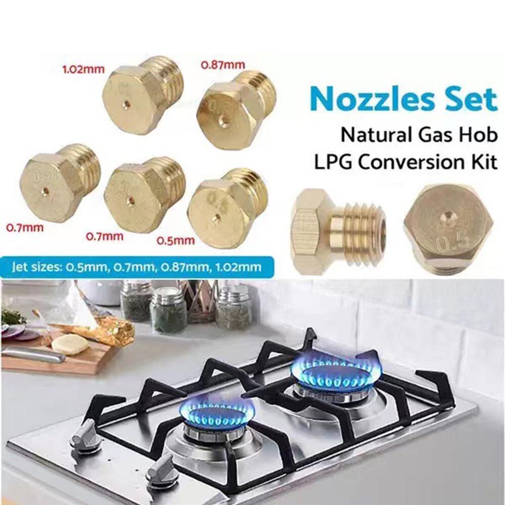 5pcs LPG- Gas Jet Set Burner Gas Hob LPGs Conversion Kit Nozzles Propane Injector For Gas Stove Brass Nozzle