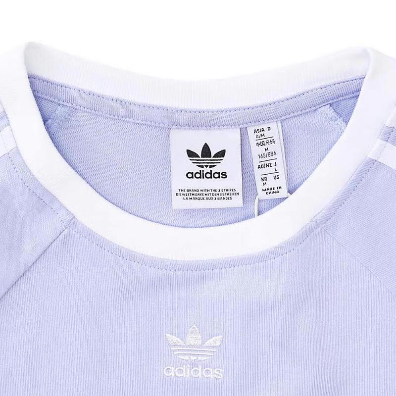 Adidas Originals Round Neck Comfortable Casual T-Shirt With Raglan Sleeves Women Tops Purple JC8706
