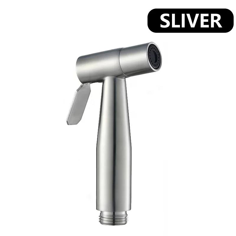 Stainless Steel Sprayer Gun Hand Handheld Toilet Faucet Sprayer Held Bidet Spray Bathroom Self Cleaning Shower Head Hand Faucet
