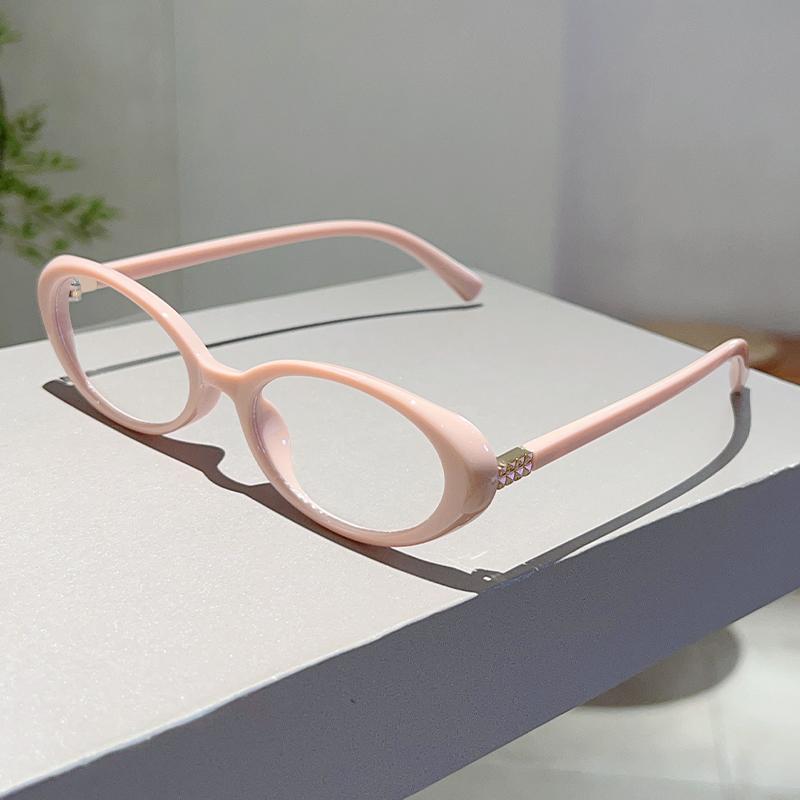 Oval Glasses Women New Vintage Korean Style Blue Light Blocking Optical Frames Trendy Simple Decorative Eyeglasses