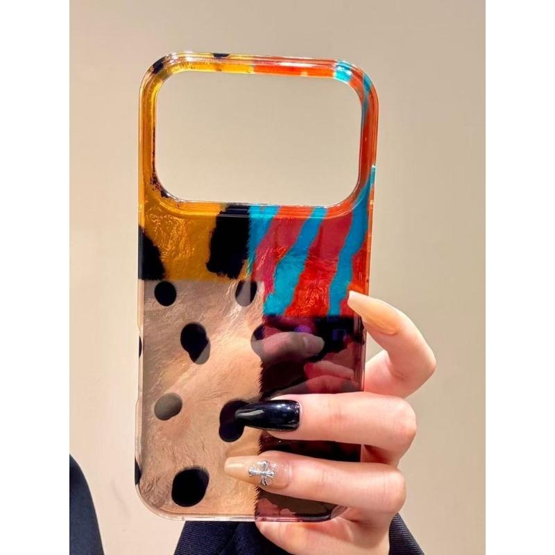 Retro four-color leopard pattern stitching phone case for IPhone 17 air 17pro 16 16pro 16promax 15 15promax 14 14pro 13 13pro 12