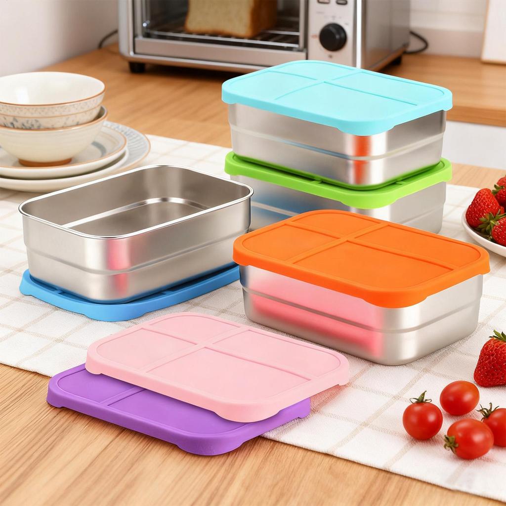 stainless steel fresh-keeping box with sealed lid thickened lunch box camping food packaging and storage box