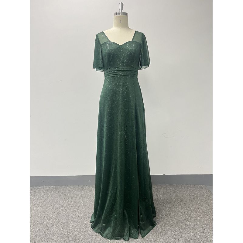 Evening Party Dress Long Birthday Gown Sequin Formal Dresses Dark Green S