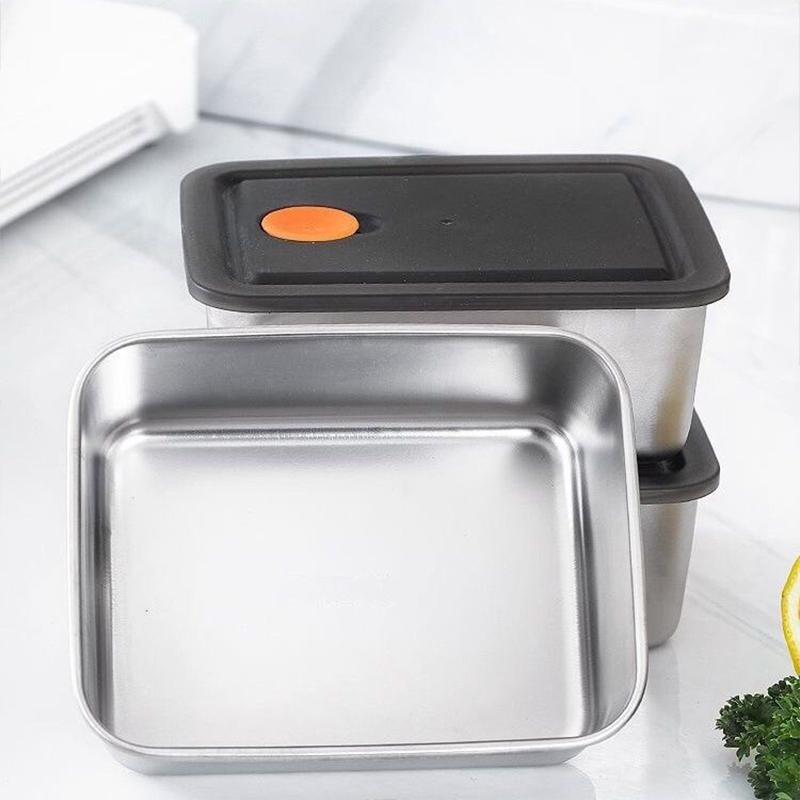 4Pc Stainless Steel Food Storage Containers Set Thickened Leakproof Stackable For Fridge Freezer And Pantry Organization