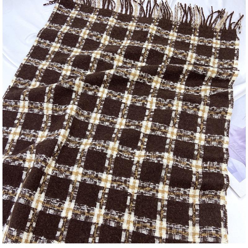 Autumn and Winter Plaid Scarf Women's New Imitation Cashmere Warm Scarf Men's Fashion Shawl Fashion Accessory for Casual Outings & Cold Weather