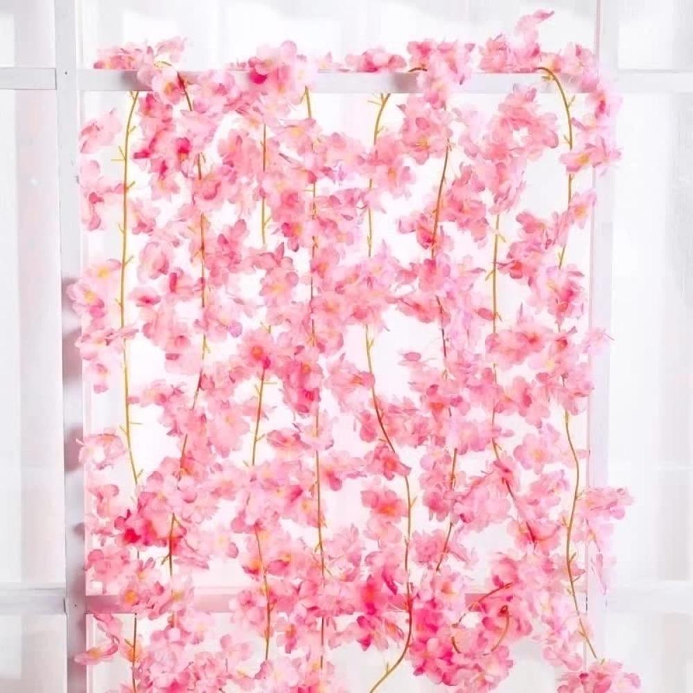 180CM Artificial Flower Garland Fake Flower Silk Material Cherry Blossom Vine Cherry Blossoms Vines Design Garden Garland