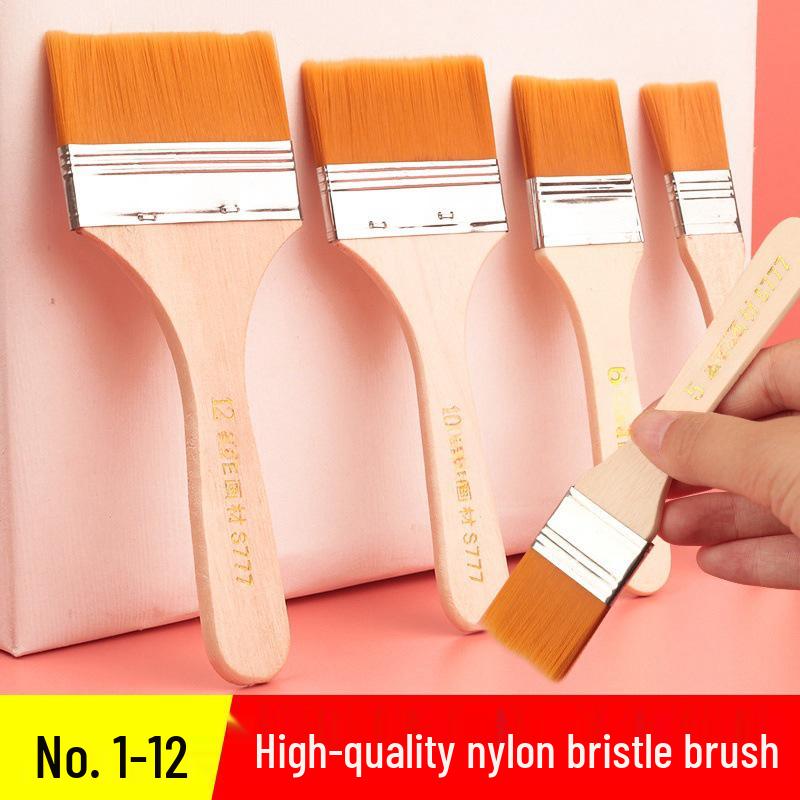 Conjunto de Pincéis para Pintura a Óleo de Nylon Amarelo 1-12 com Cabo de Madeira