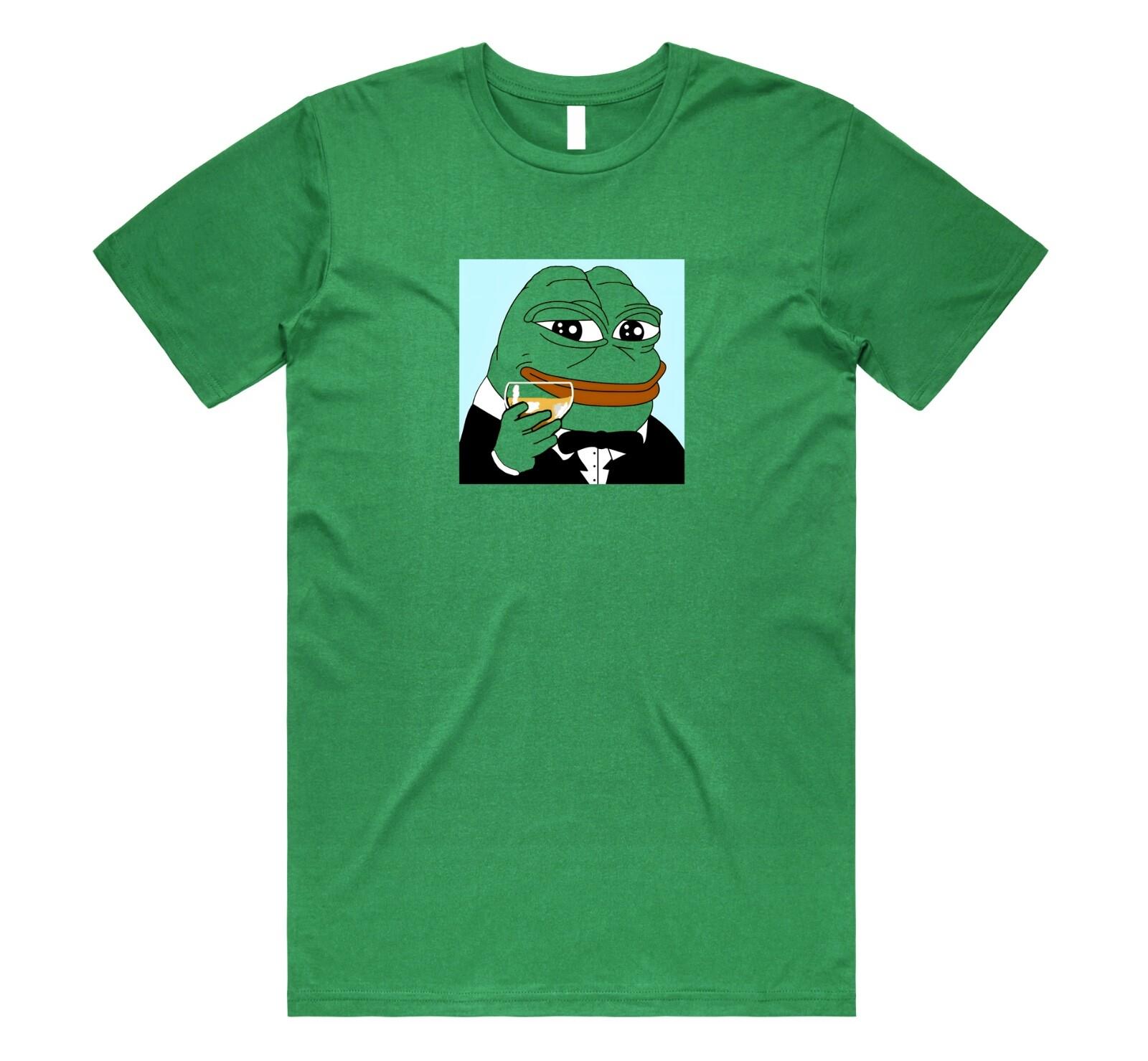 Posh Pepe The Frog Meme T-shirt Top Funny Leo Unisex Crypto Geek Green S