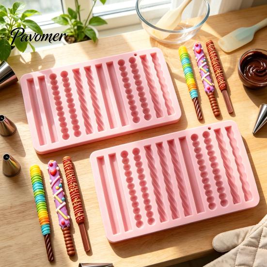 Baking Accessories for DIY Projects Silicone Twist Pretzel Mold, 12 Cavity Cake Chocolate Rod Candy Tray, High Temperature Resistant Molds Easy