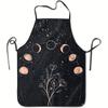 1pc, Simple and Elegant Geometric Moon Floral Pattern Printed Apron, Durable, Comfortable, Fun, and Practical Chef Cooking Apron, Suitable for Baking,
