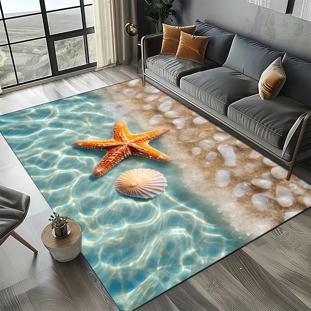 29 Style Starfish Beach Shell Sea Star Sand Carpet Rug for Living Room Bedroom Home Sofa Decoration,Kids Play Non-slip Floor Mat