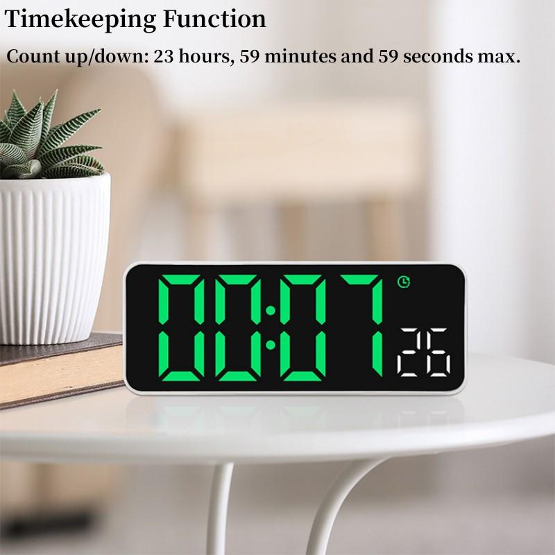 Digitaler Wecker mit USB-Stromversorgung, Datumsanzeige, Zeitfunktion, Helligkeitseinstellung, zwei Alarmeinstellungen, 12/24-Stunden-Schlummerfunktion, LED-Uhr