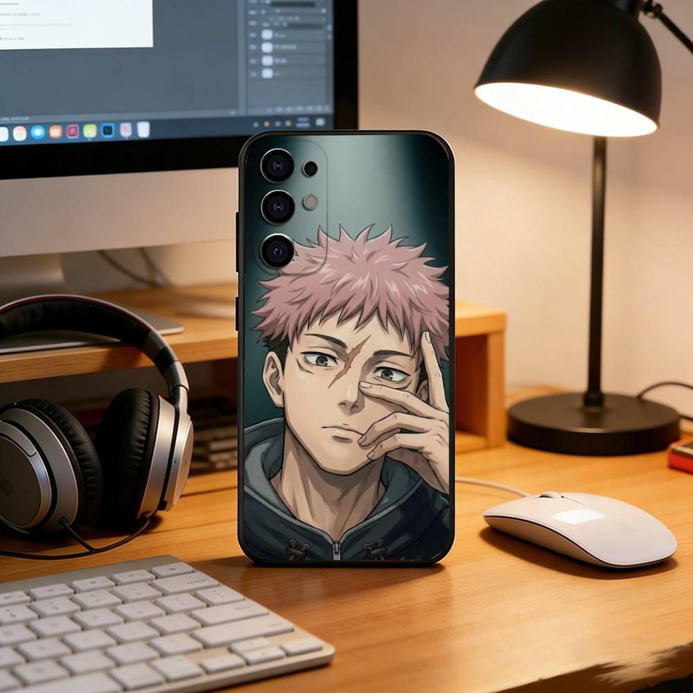 Anime J-Jujutsu Kaisen Y-Yuji Itadori Phone Case Black Silicone Soft For Samsung S25,S24,S21,S22,S23,S30,Ultra,S20,Plus,Fe,Lite