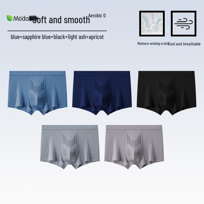 Men's Oyster Antibacterial Breathable Knitted Mid-Waist Massage Underwear.