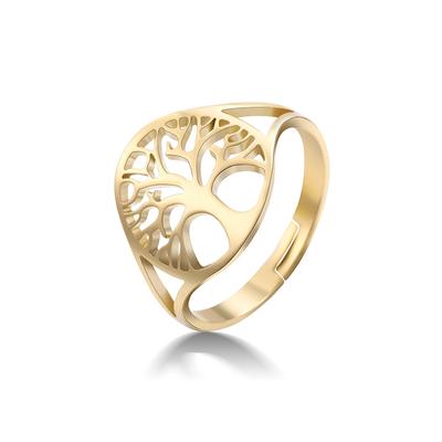 Fashion Tree of Life Rings Stainless Steel Opening Adjustable Ring Jewelry for Women