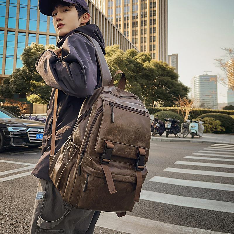 Neuer Herren-Rucksack mit großer Kapazität, einfacher Reise-Rucksack, PU-Rucksack für Herren, Business und Freizeit