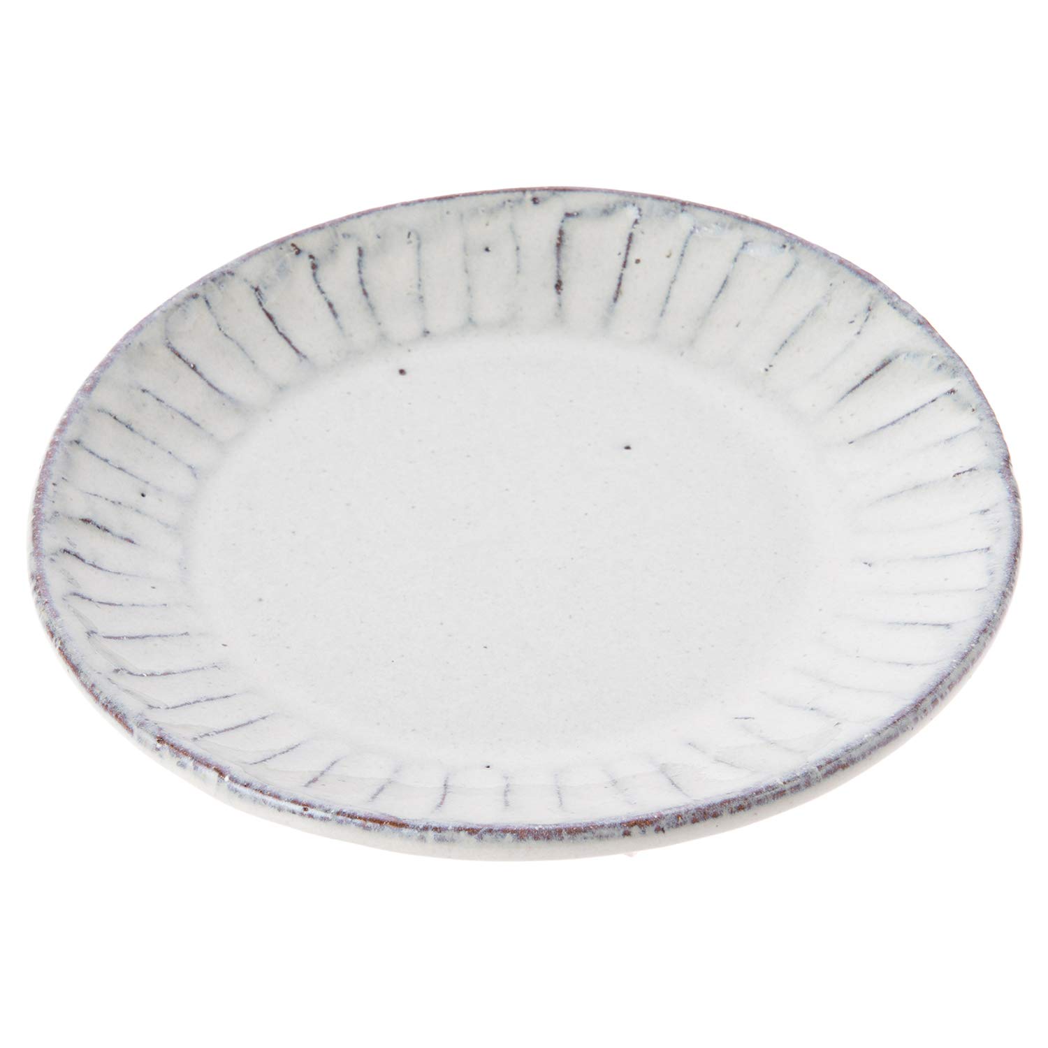 

Marui Seito Shigaraki Ware Hechimon Plate with Rim, White Glaze Carving, Approximately 15cm Diameter, Made in Japan, MR-3-3397